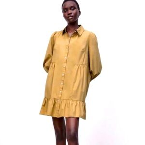 Zara Elegant Mustard Shirt Dress